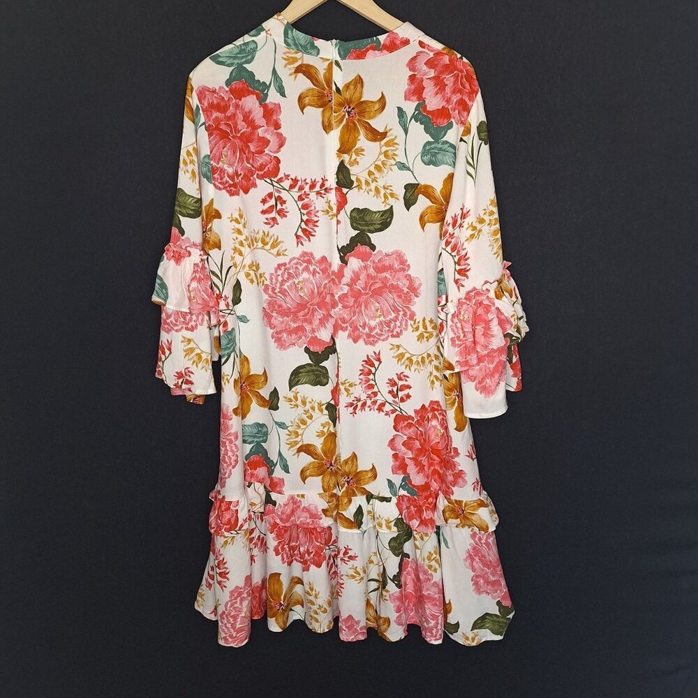💙 Petal +Pup Floral Soft Tiered Midi Dress Size XL Vacation Formal Comfy Casual - Picture 8 of 9